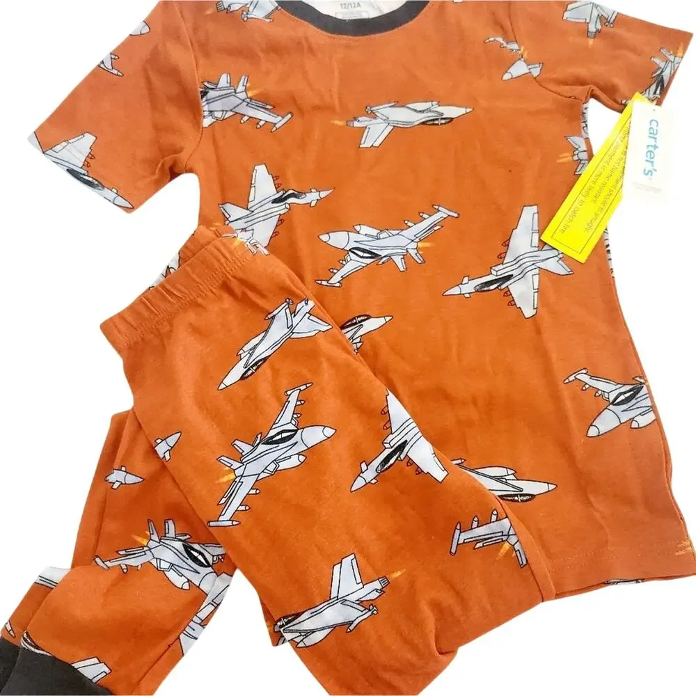 12 New Carter's 4 Piece Kids Airplane Print Pajamas